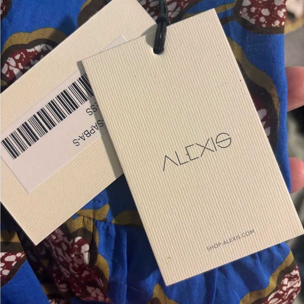 NWT Alexis Joyette Halter Blue and Brown Floral Maxi Dress - Picture 4 of 10